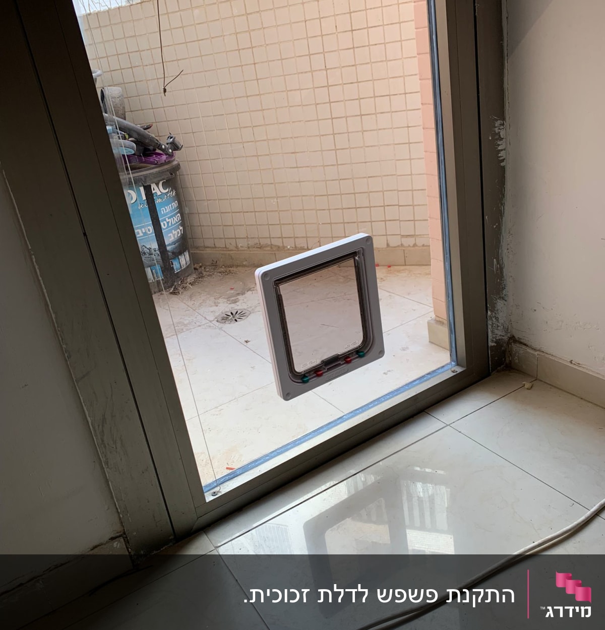 דלת זכוכית עם פתח לחיות מחמד